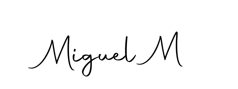How to make Miguel M name signature. Use Autography-DOLnW style for creating short signs online. This is the latest handwritten sign. Miguel M signature style 10 images and pictures png