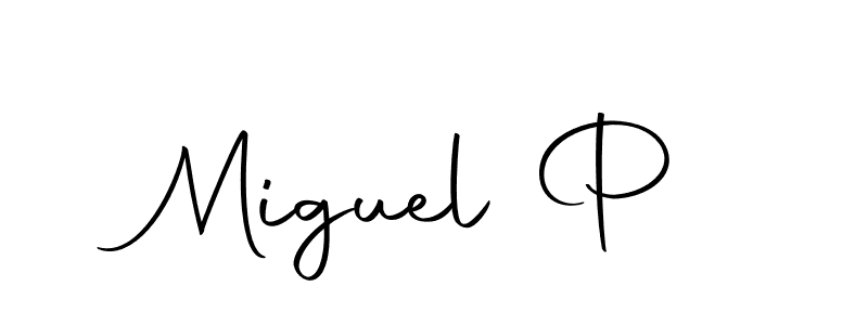 Design your own signature with our free online signature maker. With this signature software, you can create a handwritten (Autography-DOLnW) signature for name Miguel P. Miguel P signature style 10 images and pictures png