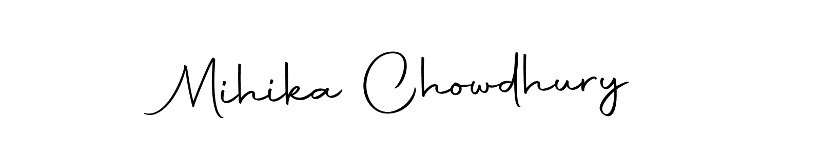 How to make Mihika Chowdhury name signature. Use Autography-DOLnW style for creating short signs online. This is the latest handwritten sign. Mihika Chowdhury signature style 10 images and pictures png