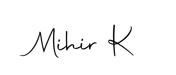 How to make Mihir K name signature. Use Autography-DOLnW style for creating short signs online. This is the latest handwritten sign. Mihir K signature style 10 images and pictures png