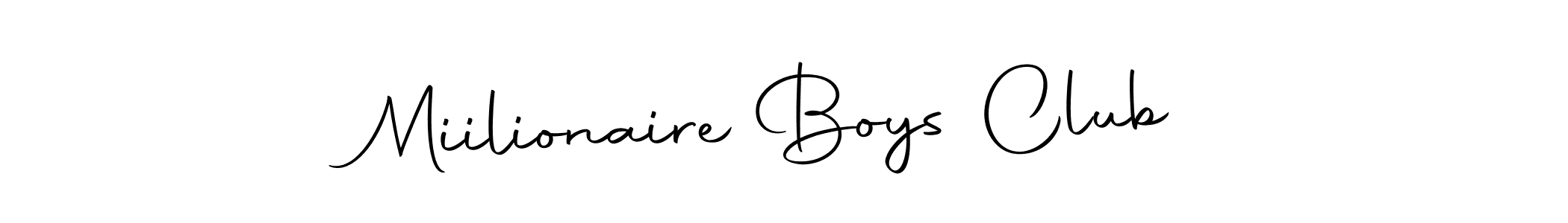 How to make Miilionaire Boys Club name signature. Use Autography-DOLnW style for creating short signs online. This is the latest handwritten sign. Miilionaire Boys Club signature style 10 images and pictures png