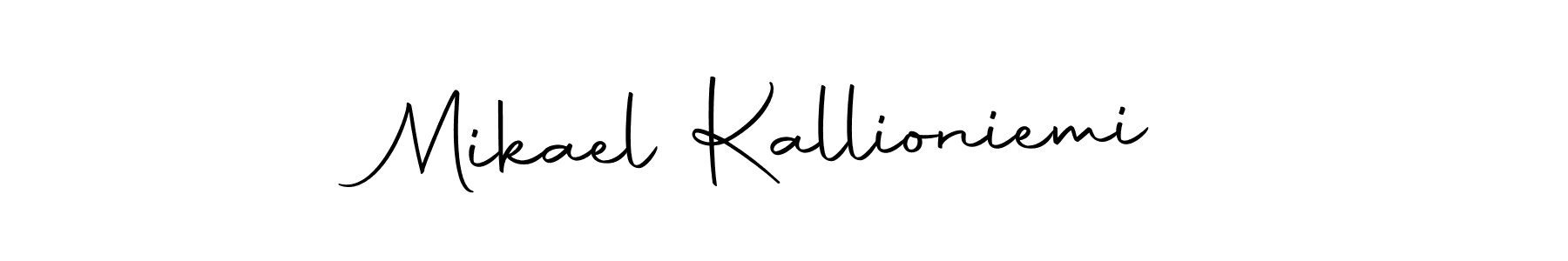 How to make Mikael Kallioniemi name signature. Use Autography-DOLnW style for creating short signs online. This is the latest handwritten sign. Mikael Kallioniemi signature style 10 images and pictures png