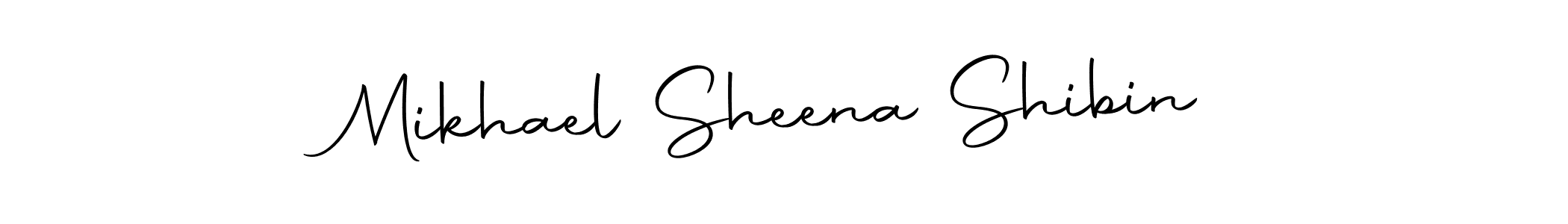 How to make Mikhael Sheena Shibin name signature. Use Autography-DOLnW style for creating short signs online. This is the latest handwritten sign. Mikhael Sheena Shibin signature style 10 images and pictures png