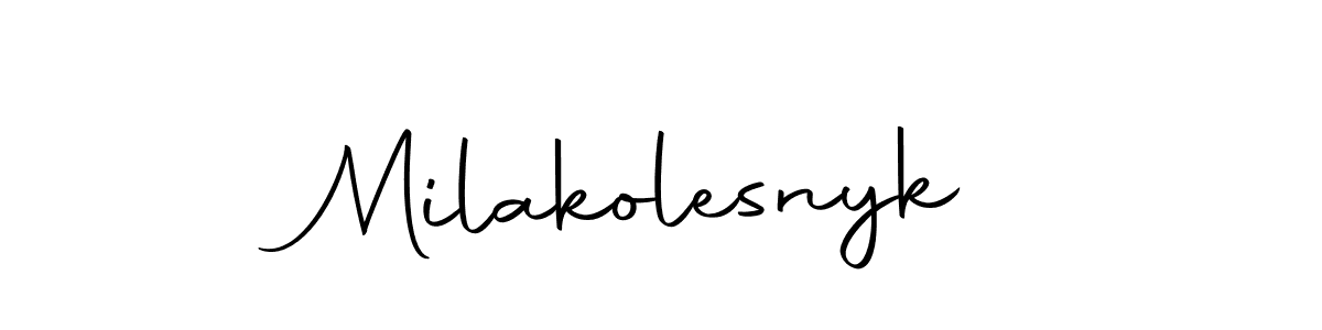 Create a beautiful signature design for name Milakolesnyk. With this signature (Autography-DOLnW) fonts, you can make a handwritten signature for free. Milakolesnyk signature style 10 images and pictures png