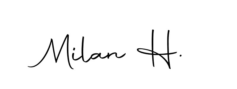 How to make Milan H. name signature. Use Autography-DOLnW style for creating short signs online. This is the latest handwritten sign. Milan H. signature style 10 images and pictures png