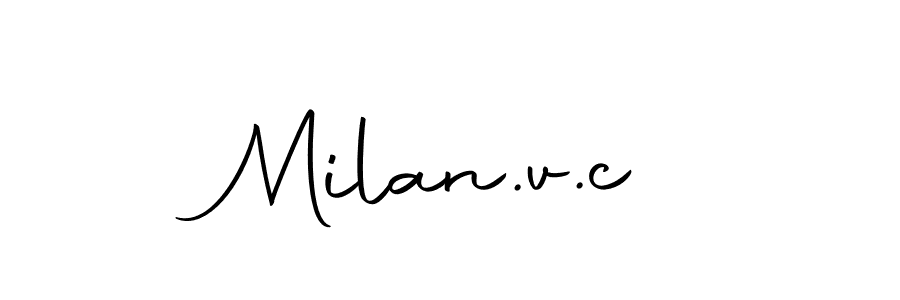 You should practise on your own different ways (Autography-DOLnW) to write your name (Milan.v.c) in signature. don't let someone else do it for you. Milan.v.c signature style 10 images and pictures png