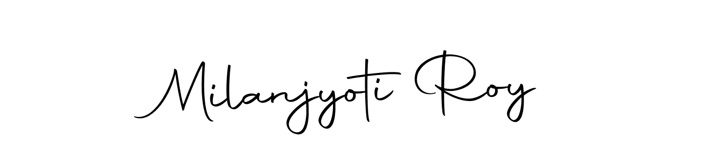 How to make Milanjyoti Roy name signature. Use Autography-DOLnW style for creating short signs online. This is the latest handwritten sign. Milanjyoti Roy signature style 10 images and pictures png