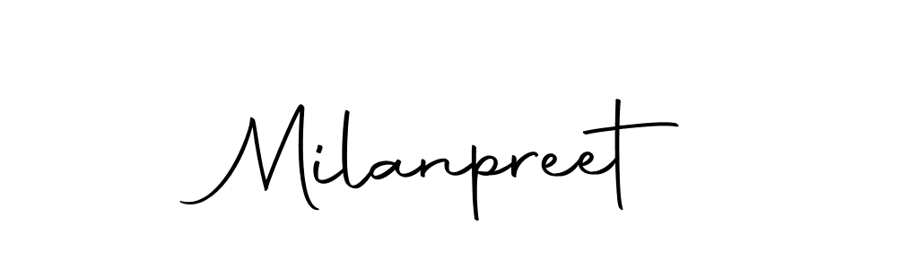 Design your own signature with our free online signature maker. With this signature software, you can create a handwritten (Autography-DOLnW) signature for name Milanpreet. Milanpreet signature style 10 images and pictures png