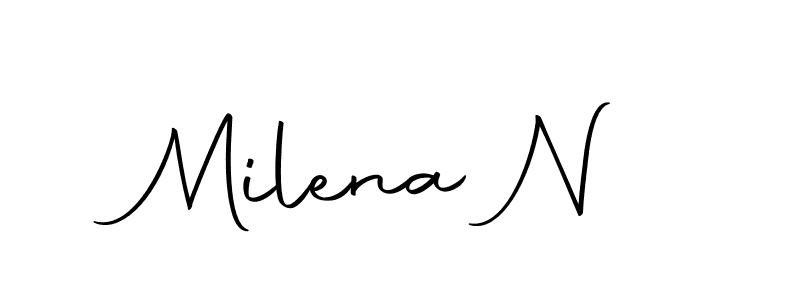 How to make Milena N name signature. Use Autography-DOLnW style for creating short signs online. This is the latest handwritten sign. Milena N signature style 10 images and pictures png