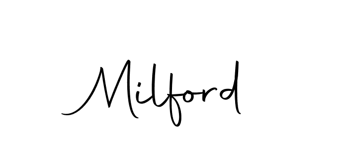 The best way (Autography-DOLnW) to make a short signature is to pick only two or three words in your name. The name Milford include a total of six letters. For converting this name. Milford signature style 10 images and pictures png