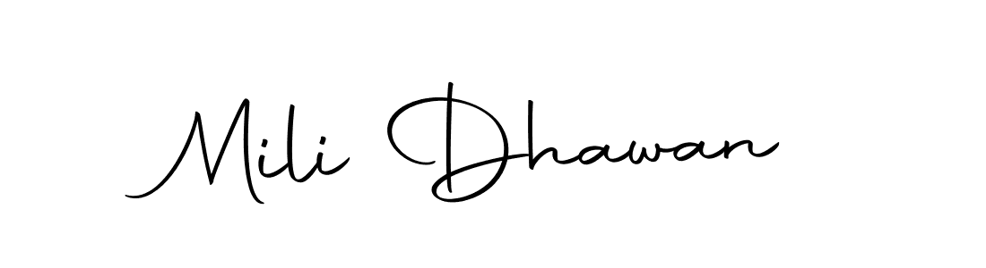 Make a short Mili Dhawan signature style. Manage your documents anywhere anytime using Autography-DOLnW. Create and add eSignatures, submit forms, share and send files easily. Mili Dhawan signature style 10 images and pictures png