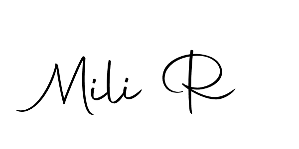 Use a signature maker to create a handwritten signature online. With this signature software, you can design (Autography-DOLnW) your own signature for name Mili R. Mili R signature style 10 images and pictures png