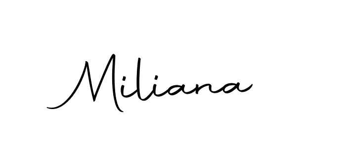 Design your own signature with our free online signature maker. With this signature software, you can create a handwritten (Autography-DOLnW) signature for name Miliana. Miliana signature style 10 images and pictures png