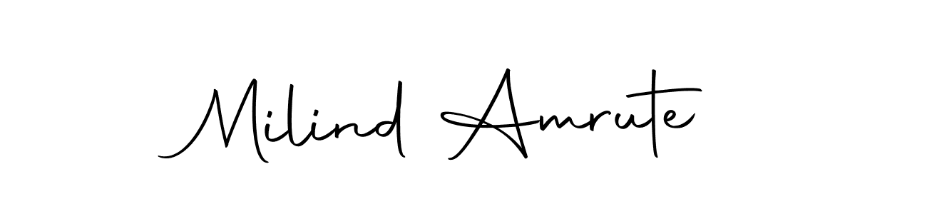 How to make Milind Amrute name signature. Use Autography-DOLnW style for creating short signs online. This is the latest handwritten sign. Milind Amrute signature style 10 images and pictures png