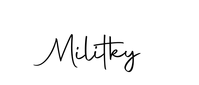 Make a short Militky signature style. Manage your documents anywhere anytime using Autography-DOLnW. Create and add eSignatures, submit forms, share and send files easily. Militky signature style 10 images and pictures png