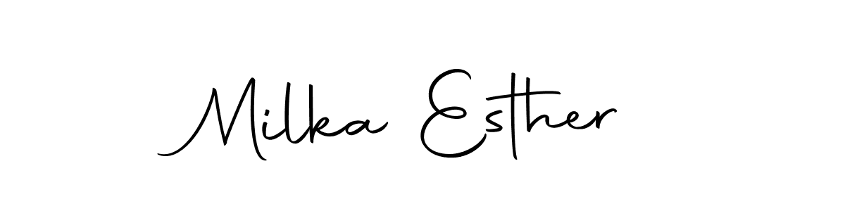 The best way (Autography-DOLnW) to make a short signature is to pick only two or three words in your name. The name Milka Esther include a total of six letters. For converting this name. Milka Esther signature style 10 images and pictures png