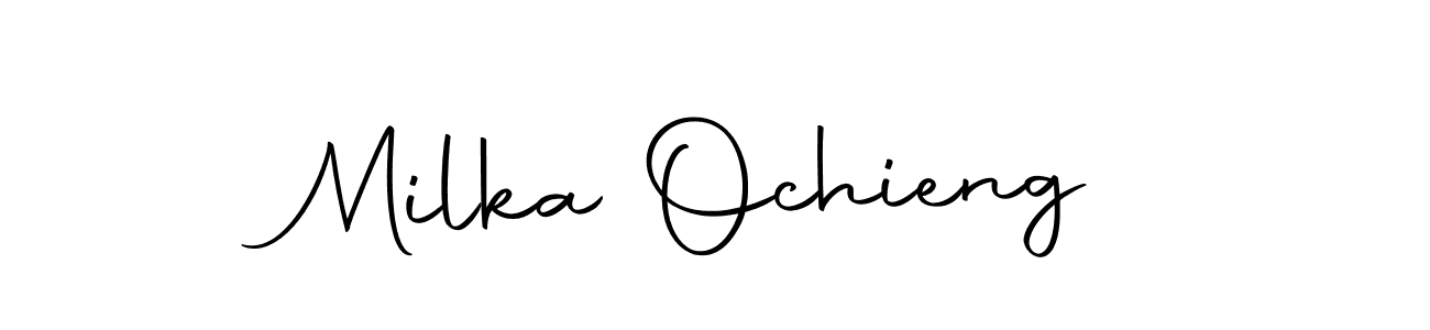 How to make Milka Ochieng name signature. Use Autography-DOLnW style for creating short signs online. This is the latest handwritten sign. Milka Ochieng signature style 10 images and pictures png