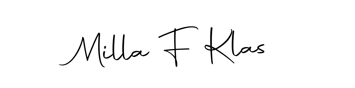 This is the best signature style for the Milla F Klas name. Also you like these signature font (Autography-DOLnW). Mix name signature. Milla F Klas signature style 10 images and pictures png