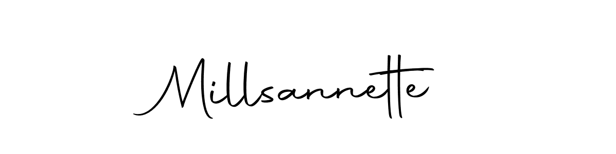 How to make Millsannette name signature. Use Autography-DOLnW style for creating short signs online. This is the latest handwritten sign. Millsannette signature style 10 images and pictures png