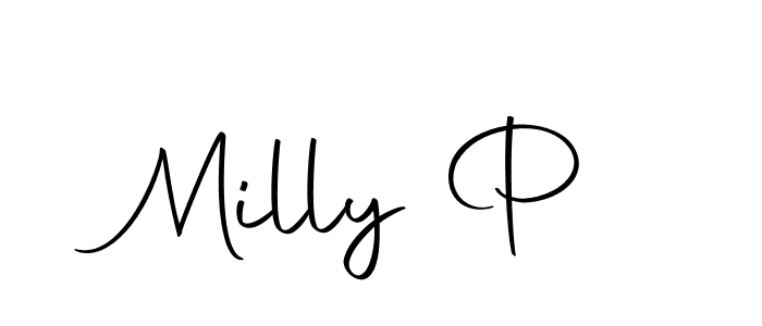 Create a beautiful signature design for name Milly P. With this signature (Autography-DOLnW) fonts, you can make a handwritten signature for free. Milly P signature style 10 images and pictures png