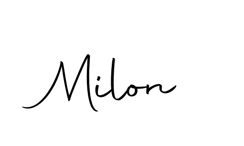 You should practise on your own different ways (Autography-DOLnW) to write your name (Milon) in signature. don't let someone else do it for you. Milon signature style 10 images and pictures png