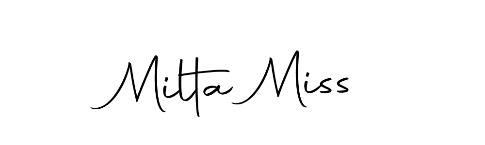 You should practise on your own different ways (Autography-DOLnW) to write your name (Milta Miss) in signature. don't let someone else do it for you. Milta Miss signature style 10 images and pictures png