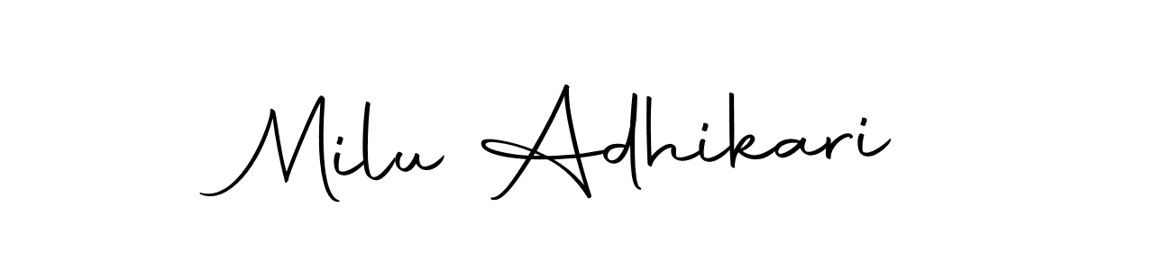 This is the best signature style for the Milu Adhikari name. Also you like these signature font (Autography-DOLnW). Mix name signature. Milu Adhikari signature style 10 images and pictures png