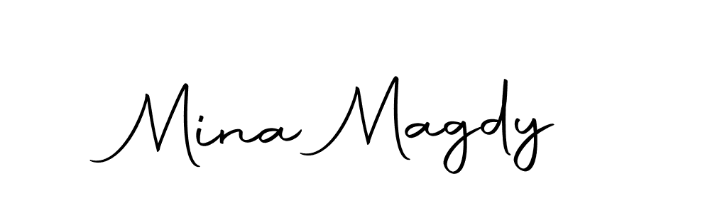 Create a beautiful signature design for name Mina Magdy. With this signature (Autography-DOLnW) fonts, you can make a handwritten signature for free. Mina Magdy signature style 10 images and pictures png