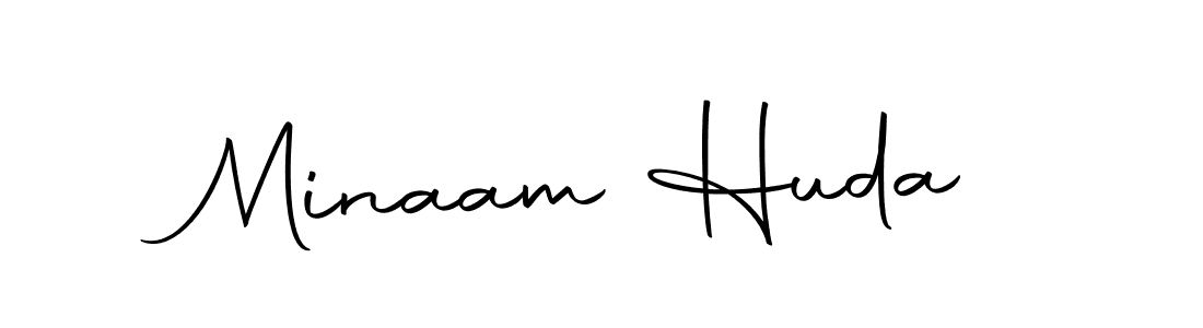 How to make Minaam Huda name signature. Use Autography-DOLnW style for creating short signs online. This is the latest handwritten sign. Minaam Huda signature style 10 images and pictures png