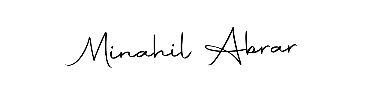 Design your own signature with our free online signature maker. With this signature software, you can create a handwritten (Autography-DOLnW) signature for name Minahil Abrar. Minahil Abrar signature style 10 images and pictures png
