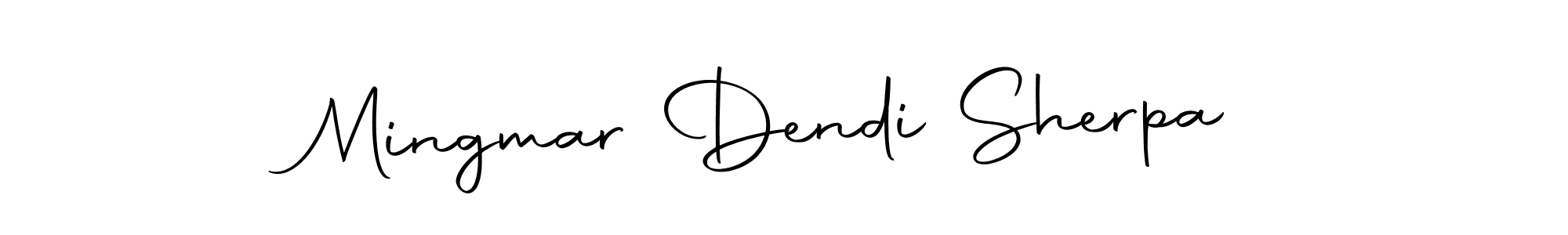 The best way (Autography-DOLnW) to make a short signature is to pick only two or three words in your name. The name Mingmar Dendi Sherpa include a total of six letters. For converting this name. Mingmar Dendi Sherpa signature style 10 images and pictures png