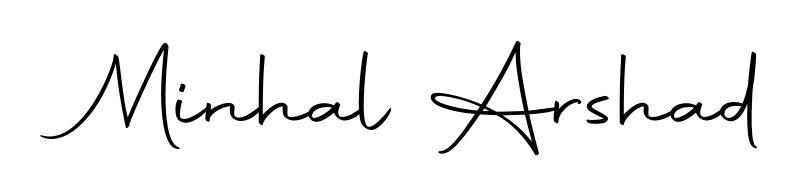 A stylish, flowing autograph style designed for name Minhal Arshad using Autography-DOLnW typography. Perfect for digital creative projects. Minhal Arshad signature style 10 images and pictures png