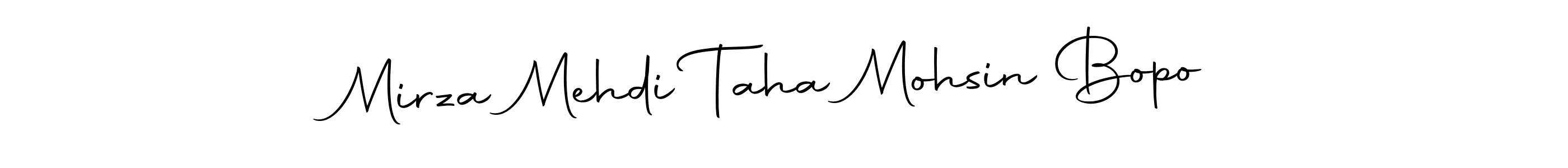 You should practise on your own different ways (Autography-DOLnW) to write your name (Mirza Mehdi Taha Mohsin Bopo) in signature. don't let someone else do it for you. Mirza Mehdi Taha Mohsin Bopo signature style 10 images and pictures png