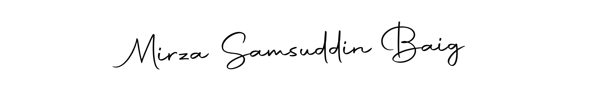 You can use this online signature creator to create a handwritten signature for the name Mirza Samsuddin Baig. This is the best online autograph maker. Mirza Samsuddin Baig signature style 10 images and pictures png