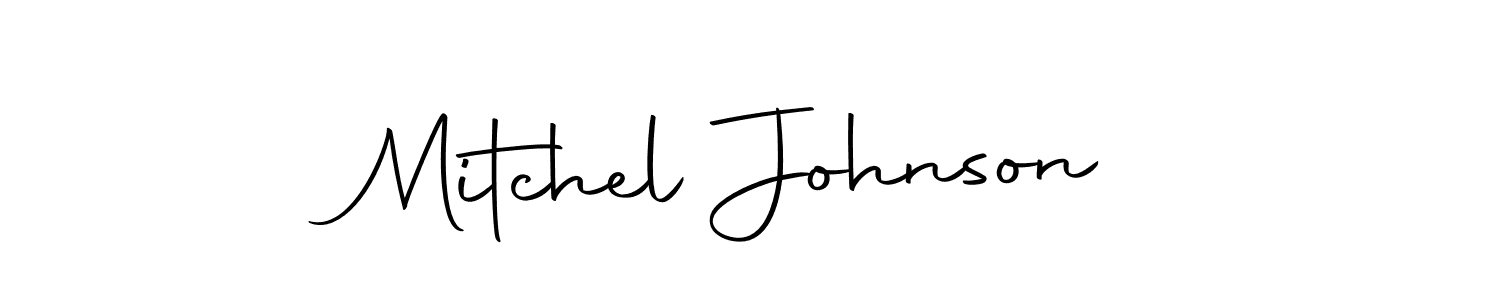 How to make Mitchel Johnson name signature. Use Autography-DOLnW style for creating short signs online. This is the latest handwritten sign. Mitchel Johnson signature style 10 images and pictures png