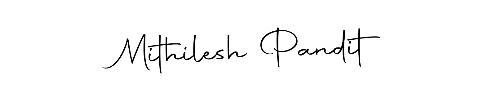 How to make Mithilesh Pandit name signature. Use Autography-DOLnW style for creating short signs online. This is the latest handwritten sign. Mithilesh Pandit signature style 10 images and pictures png