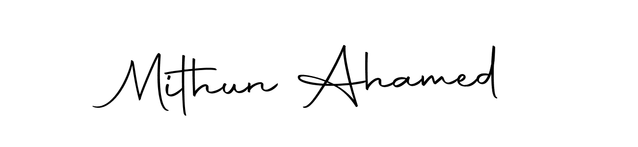 How to make Mithun Ahamed name signature. Use Autography-DOLnW style for creating short signs online. This is the latest handwritten sign. Mithun Ahamed signature style 10 images and pictures png