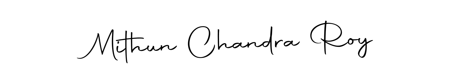 How to make Mithun Chandra Roy name signature. Use Autography-DOLnW style for creating short signs online. This is the latest handwritten sign. Mithun Chandra Roy signature style 10 images and pictures png