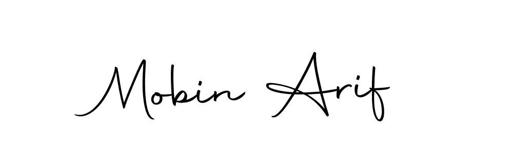 You should practise on your own different ways (Autography-DOLnW) to write your name (Mobin Arif) in signature. don't let someone else do it for you. Mobin Arif signature style 10 images and pictures png