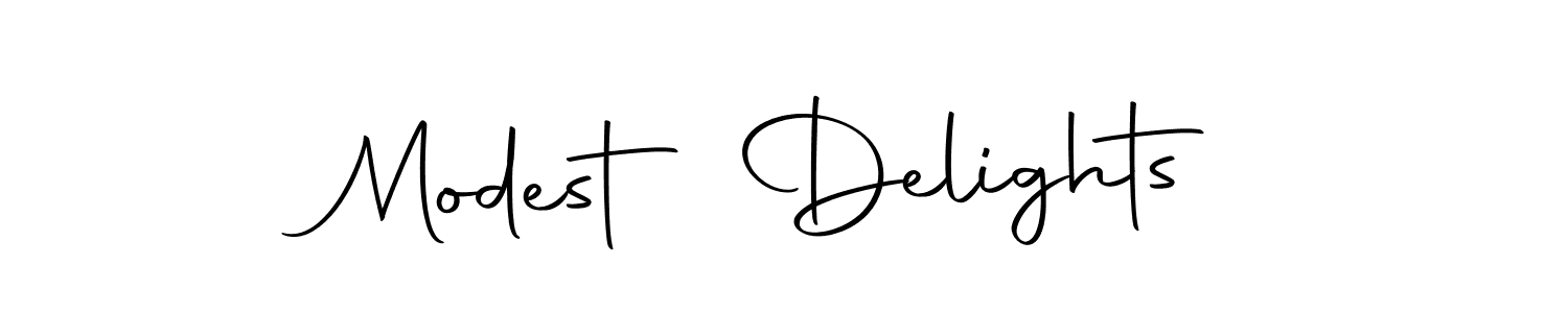 How to make Modest Delights name signature. Use Autography-DOLnW style for creating short signs online. This is the latest handwritten sign. Modest Delights signature style 10 images and pictures png