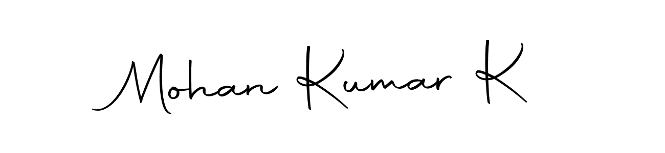 How to make Mohan Kumar K name signature. Use Autography-DOLnW style for creating short signs online. This is the latest handwritten sign. Mohan Kumar K signature style 10 images and pictures png