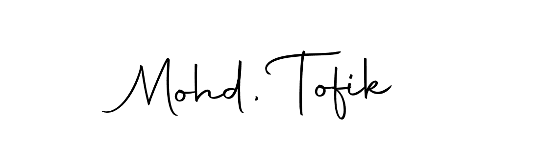 The best way (Autography-DOLnW) to make a short signature is to pick only two or three words in your name. The name Mohd, Tofik include a total of six letters. For converting this name. Mohd, Tofik signature style 10 images and pictures png