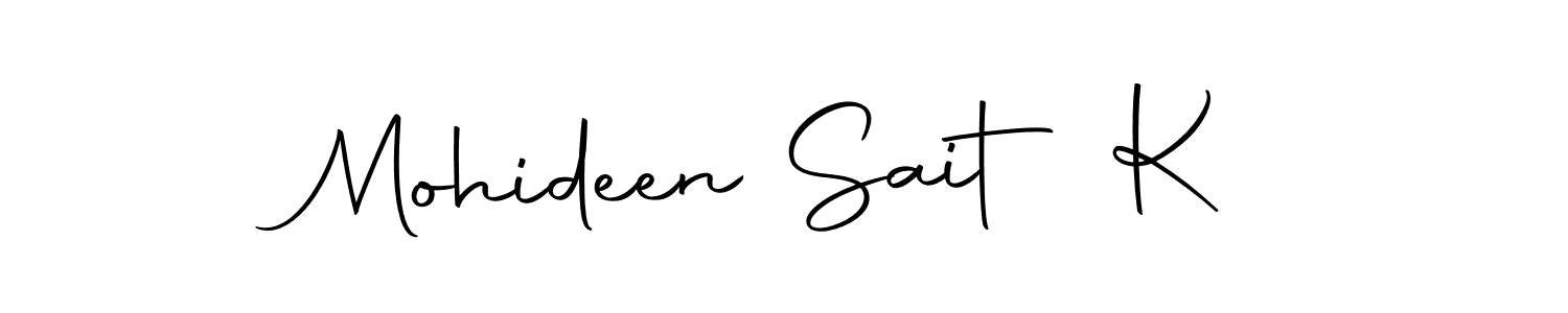 How to make Mohideen Sait K name signature. Use Autography-DOLnW style for creating short signs online. This is the latest handwritten sign. Mohideen Sait K signature style 10 images and pictures png