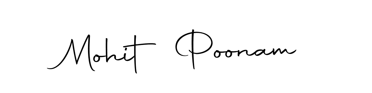 How to make Mohit Poonam name signature. Use Autography-DOLnW style for creating short signs online. This is the latest handwritten sign. Mohit Poonam signature style 10 images and pictures png