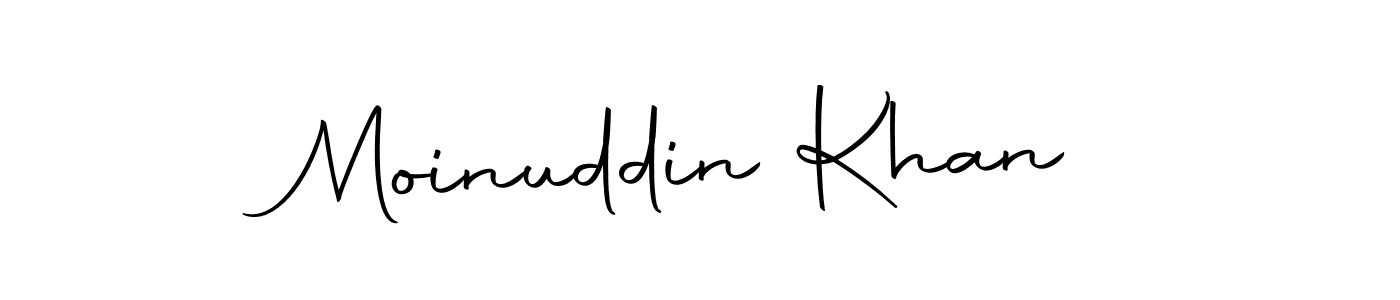 How to make Moinuddin Khan name signature. Use Autography-DOLnW style for creating short signs online. This is the latest handwritten sign. Moinuddin Khan signature style 10 images and pictures png