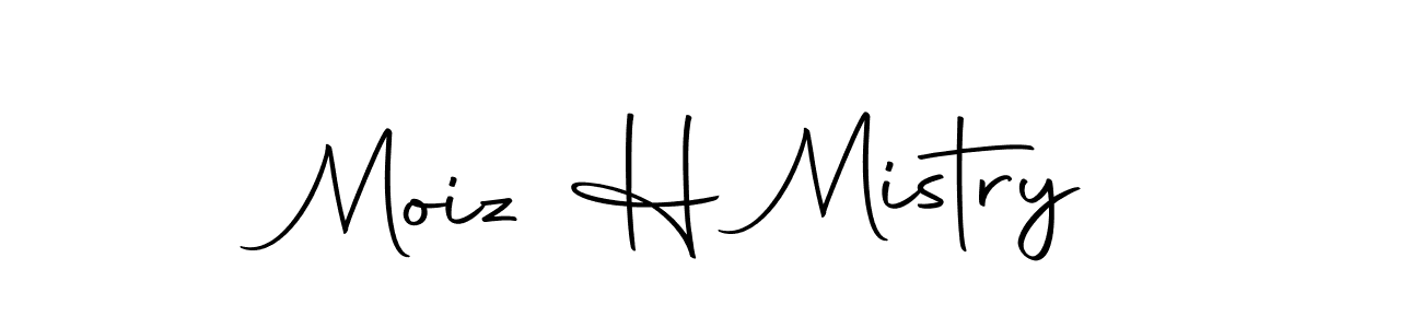 How to make Moiz H Mistry name signature. Use Autography-DOLnW style for creating short signs online. This is the latest handwritten sign. Moiz H Mistry signature style 10 images and pictures png