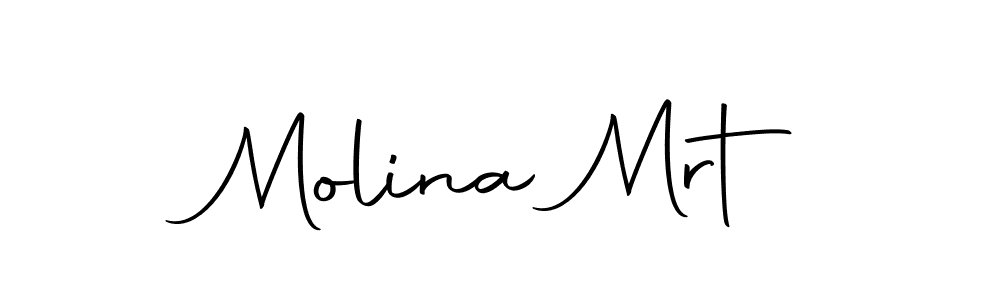 How to make Molina Mrt name signature. Use Autography-DOLnW style for creating short signs online. This is the latest handwritten sign. Molina Mrt signature style 10 images and pictures png