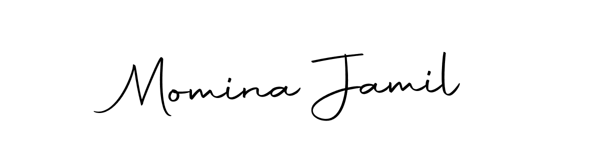 Make a beautiful signature design for name Momina Jamil. With this signature (Autography-DOLnW) style, you can create a handwritten signature for free. Momina Jamil signature style 10 images and pictures png