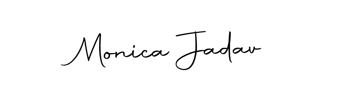 How to make Monica Jadav name signature. Use Autography-DOLnW style for creating short signs online. This is the latest handwritten sign. Monica Jadav signature style 10 images and pictures png