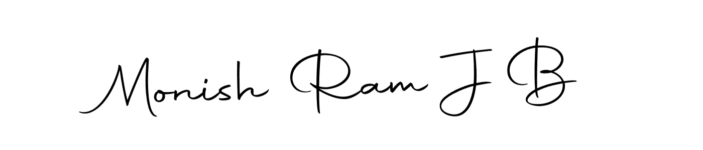 How to make Monish Ram J B name signature. Use Autography-DOLnW style for creating short signs online. This is the latest handwritten sign. Monish Ram J B signature style 10 images and pictures png